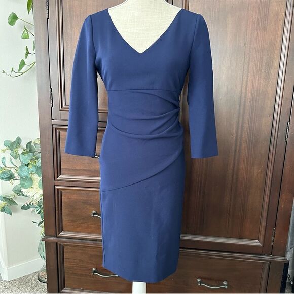 Diane von Furstenberg Navy Side Ruched Dress - Picture 1 of 14